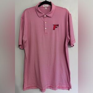 Peter Millar Summer Comfort Pink Stripe Polo Shirt L Performance Golf Logo